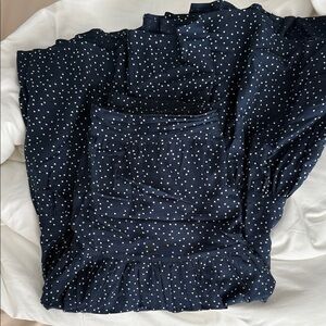 Lauren Conrad Navy Blue Polka Dot Midi Skirt